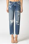 HIDDEN TRACEY DISTRESSED STRAIGHT JEAN IN MEDIUM WASH