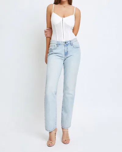 Hidden Tracey High Rise Clean Classic Relaxed Straight Leg Jeans In Light Wash In Blue