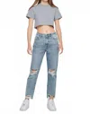 Hidden Tracey High Rise Cropped Straight Fit Jean In Acid Wash In Blue