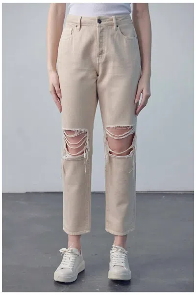 Hidden Tracey High Rise Straight Jean In Latte In Multi