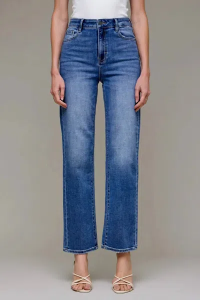 Hidden Tracey High Rise Straight Jeans In Med Dark In Black