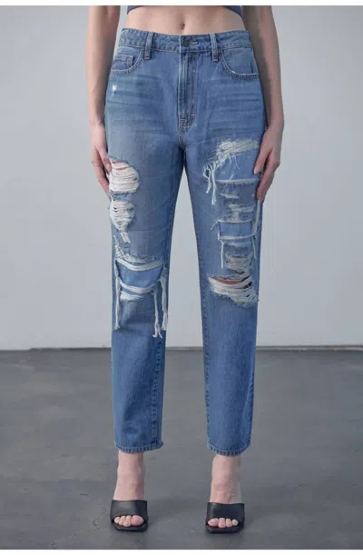 Hidden Tracey High Rise Straight Leg Jean In Dark Wash In Blue