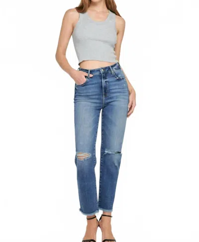 Hidden Tracey High Rise Straight Leg Jeans In Dark Wash In Blue