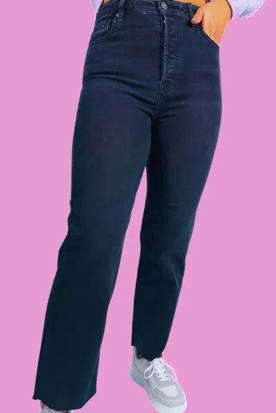 Hidden Tracey High Waist Straight Jean In Black In Blue