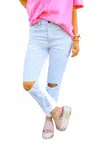 Hidden Tracey Two Tone Straight Leg Jean In Light Blue In Blue