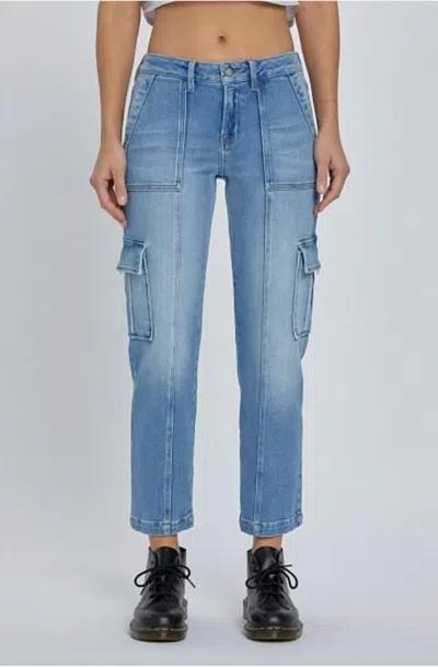 Hidden Tracy Cargo Pocket Straight Jeans In Malibu In Blue