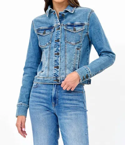 Hidden Trucker Jean Jacket In Denim In Blue