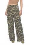 Hidden Wide Leg Camo Jeans In Green In Green