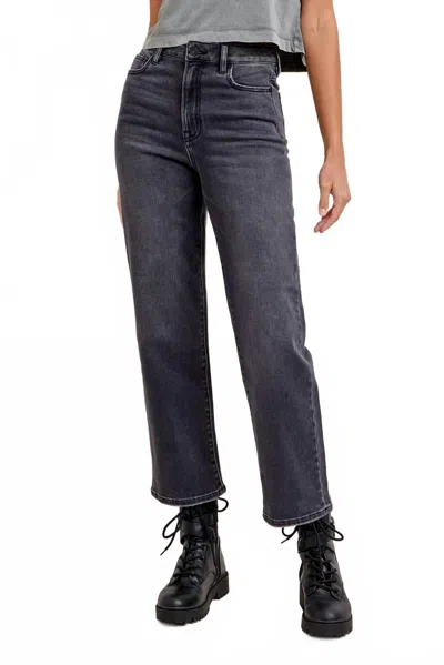 Hidden Women's Ella Wide Straight Jeans In Charcoal In Pink