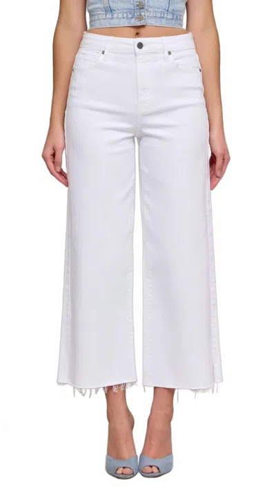 Hidden Women's High Rise Cropped Wide Leg Jeans In White Clean