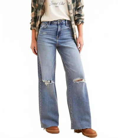 Hidden Women's High Rise Front Pocket Nori Extra Wide Leg Jeans In Dark In Blue