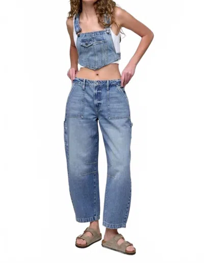 Hidden Women's Inseam Cropped Sammie Barrel Jeans In Medium Vintage In Blue