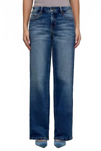Hidden Women's Inseam High Rise Logan Dad Jean In Dark Vintage In Blue