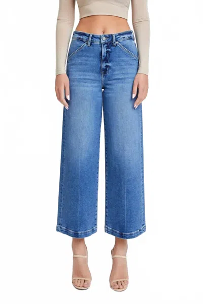 Hidden Women's Nori Cropped Wide Leg Trouser Jeans In Blue