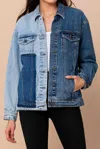 HIDDEN WOMEN'S PATCH OVERSIZED DENIM JACKET IN LIGHT BLUE