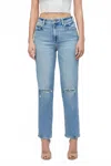 Hidden High-rise Classic Distressed Mom Jean In Medium Wash In Blue