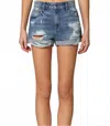 Hidden Women's Riley Distressed Roll Up Shorts In Blue In Blue