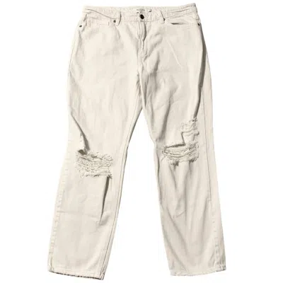 Hidden Women's Ripped Straight Mid Rise Stretch Jeans In White In Neutral