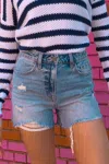 Hidden Women's Sofie Fray Mom Shorts In Vintage In Multi