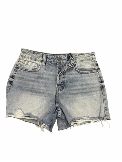 Hidden Women's Sofie With Side Slits Mom Shorts In Blue In Gray