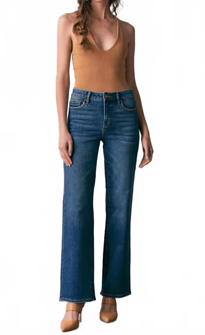 Hidden Zaza High Rise Straight Jeans In Dark Wash In Blue