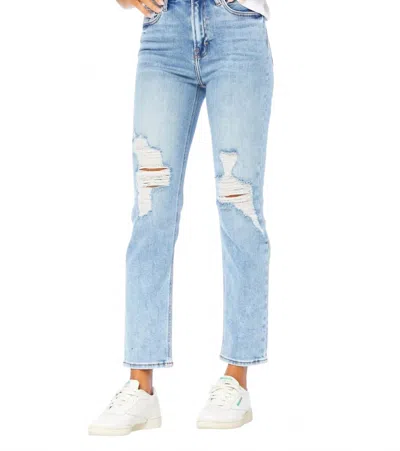 Hidden Zoey Basic Distressed Mom Jean In Medium Wash In Blue