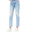 Hidden Zoey Basic Distressed Mom Jean In Medium Wash In Multi