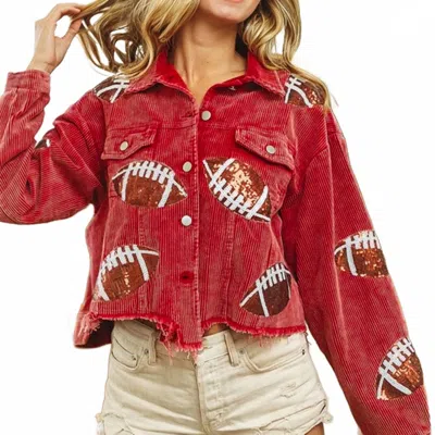 Hiddenbrand Boyfriend Oversized Corduroy Jacket In Red