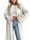 Hiddenbrand Cheyenne Elegant Collarless Open Front Long Cardigan In Beige In Sand