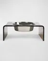 Hiddin Bronze Single Bowl Pet Feeder, 2 Qt Silver Bowl In Silver