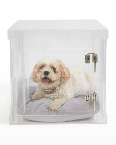Hiddin Clear Dog Crate-to-gate 3-in-1 Pet Crate, Medium In White
