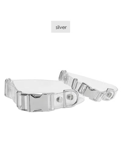 Hiddin Clear Dog Leash & Collar Set In Metallic