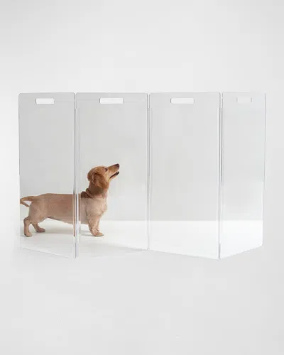 Hiddin Clear Free-standing Zig-zag Pet Gate, 4-panel In Transparent