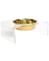 Hiddin Clear Single Bowl Pet Feeder With Gold Bowls In Gold