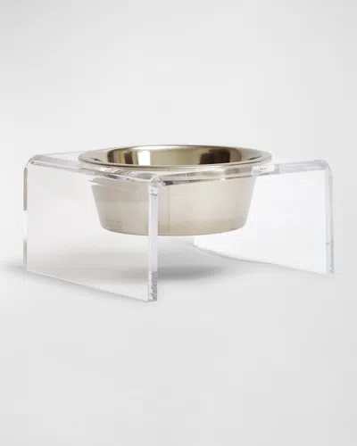 Hiddin Clear Single Pet Bowl Feeder In Metallic