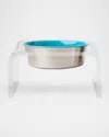 Hiddin Clear Single Slow Feeder With Slow Feed Bowl, 1 Quart In Clear/blue