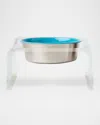 Hiddin Clear Single Slow Feeder With Slow Feed Bowl, 2 Quarts In Clear/blue