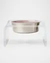 Hiddin Clear Single Slow Feeder With Slow Feed Bowl, 2 Quarts In Clear/blush