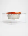 Hiddin Clear Single Slow Feeder With Slow Feed Bowl, 2 Quarts In Orange