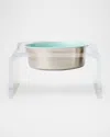 Hiddin Clear Single Slow Feeder With Slow Feed Bowl, 2 Quarts In Clear/teal