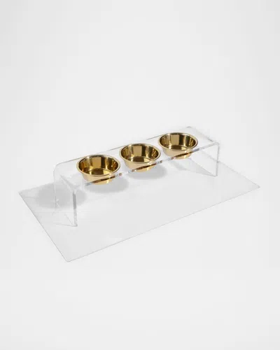 Hiddin Tall Clear Triple Dog Bowl Feeder