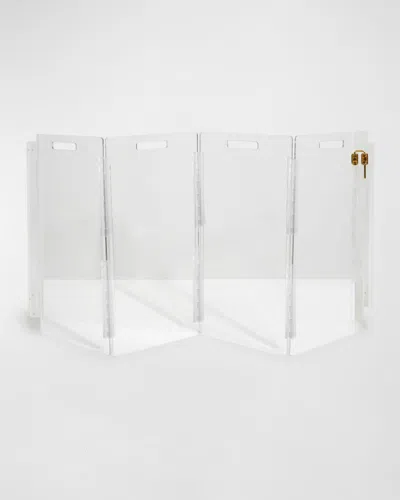 Hiddin Clear Wall-mounted Zig-zag Pet Gate, 4-panel In Clear/gold