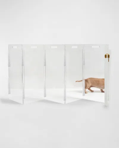 Hiddin Clear Wall-mounted Zig-zag Pet Gate, 6-panel In Clear/gold