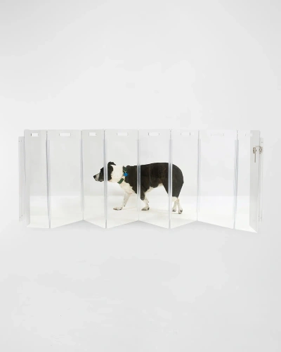 Hiddin Clear Wall-mounted Zig-zag Pet Gate, 8-panel In Clear/silver