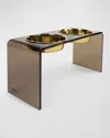 Hiddin Large Bronze Double Bowl Pet Feeder - 2 Qt Golden Bowls In Gold