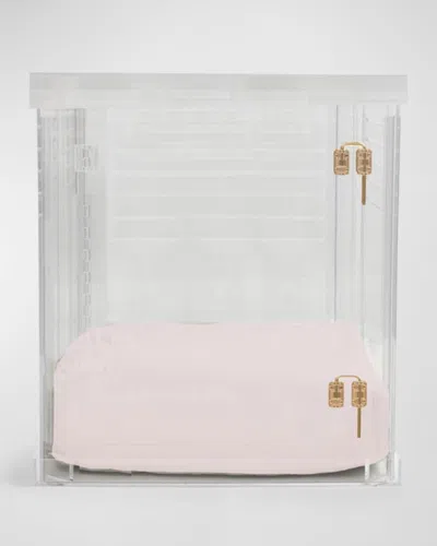 Hiddin Large Clear View Pet Crate With Gold Latch In Blush