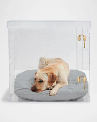 Hiddin Large Clear View Pet Crate With Gold Latch In Gray