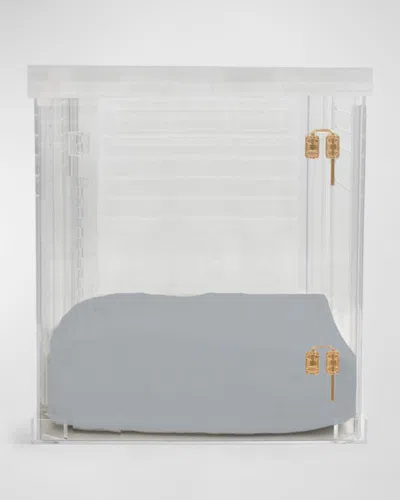 Hiddin Large Clear View Pet Crate With Gold Latch In Grey