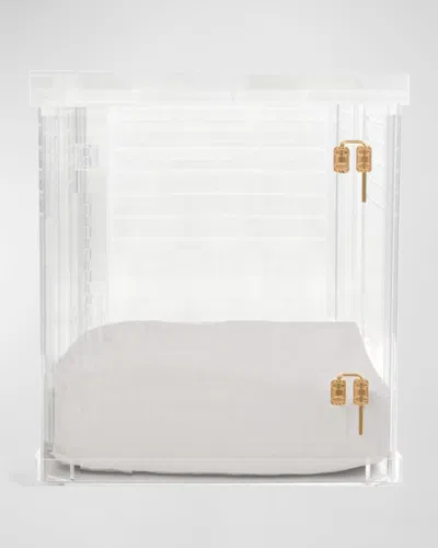 Hiddin Large Clear View Pet Crate With Gold Latch In Linen