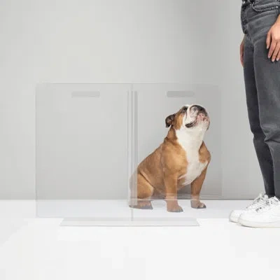 Hiddin Low View Panel Freestanding Pet Gate In Multi